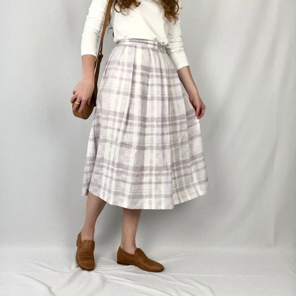 Vintage Pleated Midi Skirt High Waisted Long Pleated Pockets Kilt Preppy Canada - Picture 9 of 9